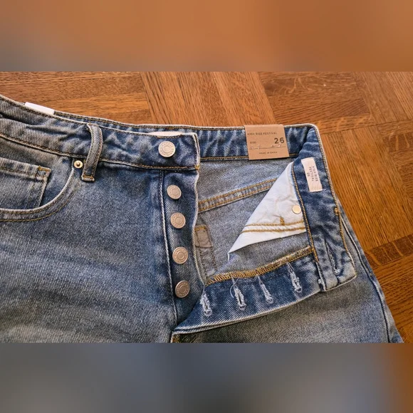 PACSUN High Rise Denim Festival Shorts Size 26 - Picture 4 of 8
